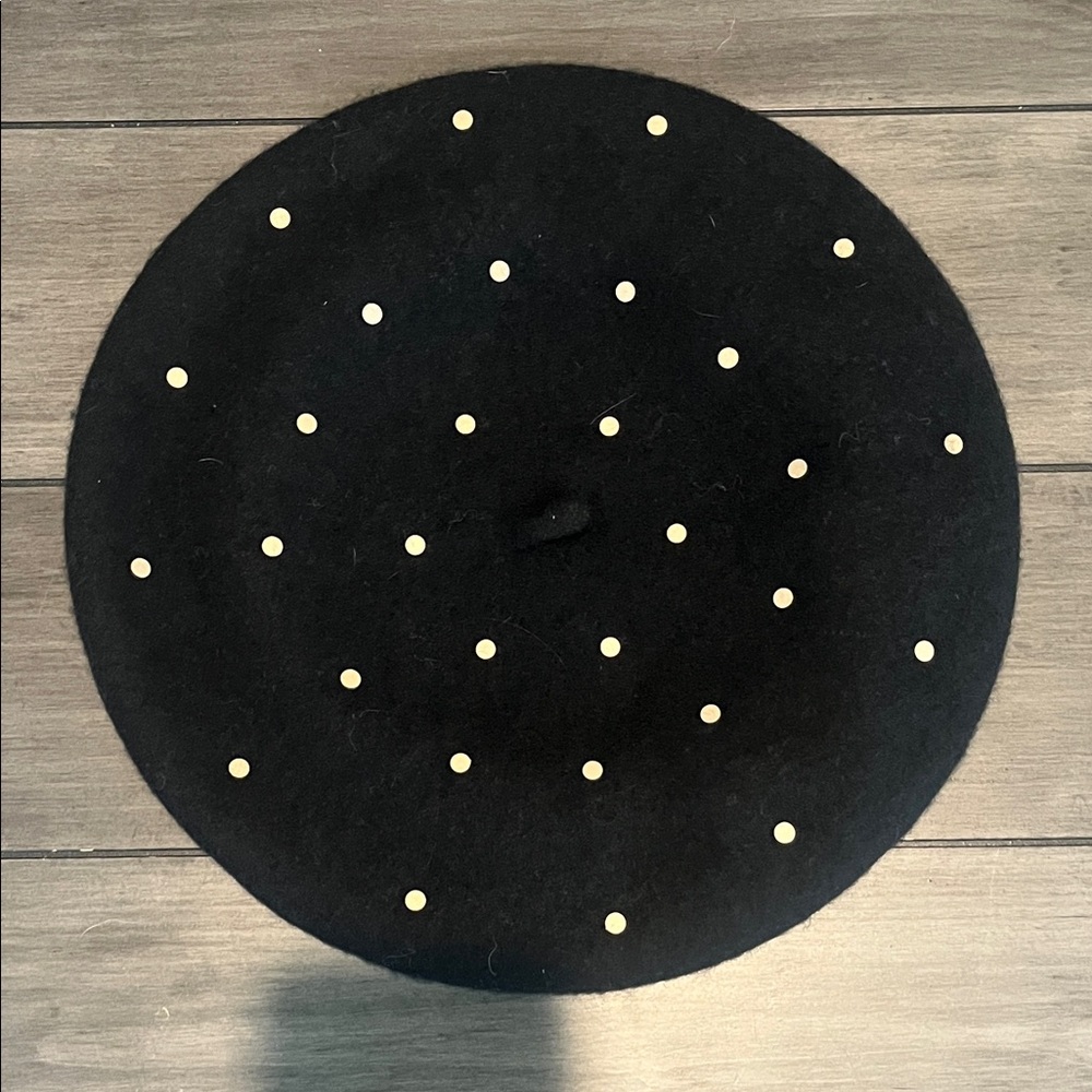 AllSaints Black Beret with Studs